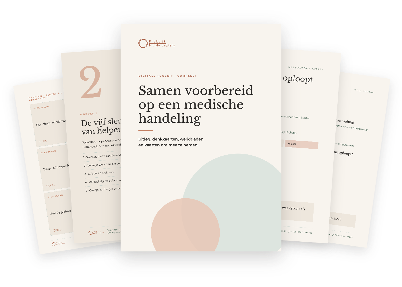 Overzicht van de digitale toolkit: 5 modules, denkkaarten, geheugensteunen en kaarten om te printen